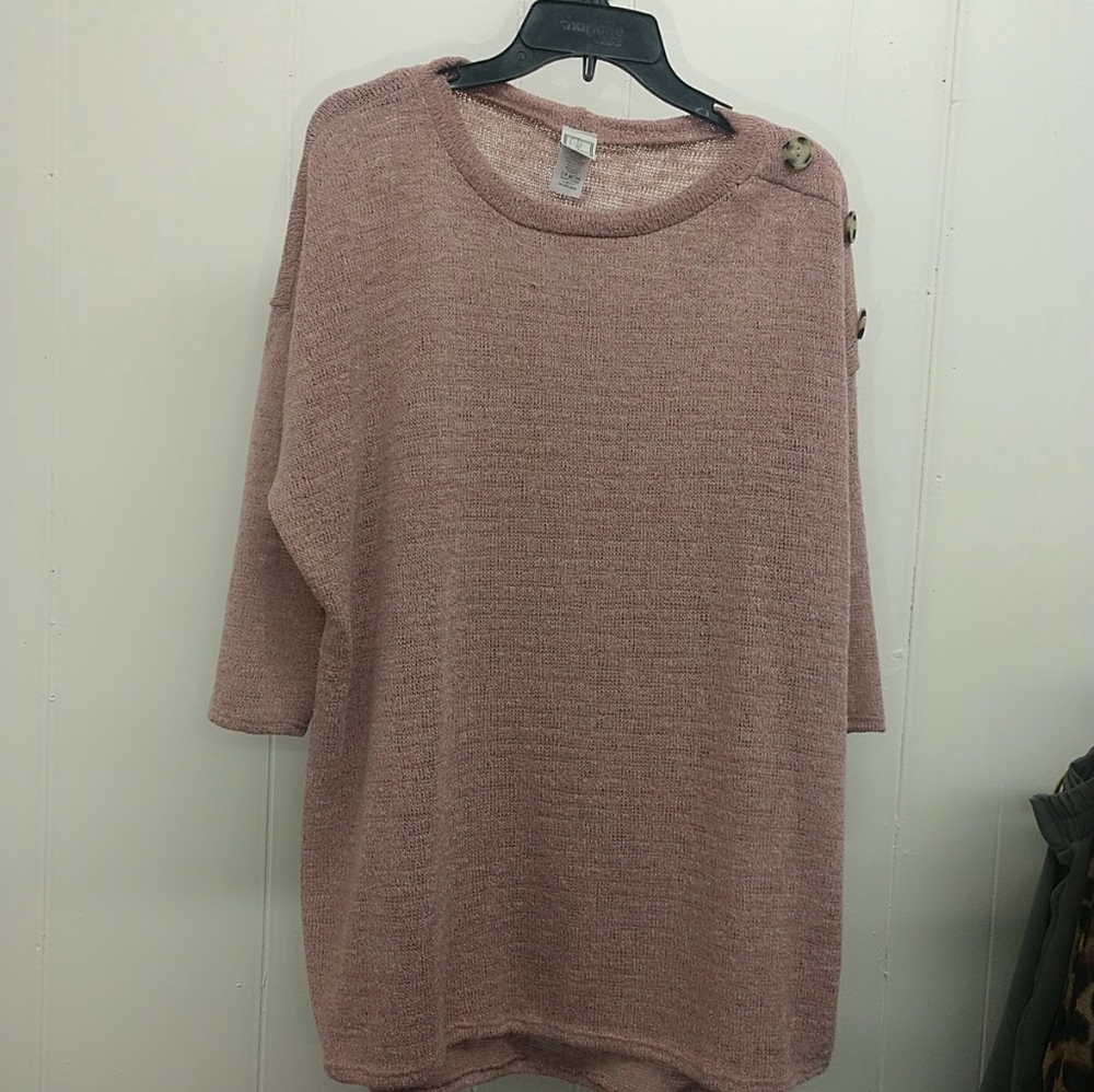Mauve Sweater with Button Detail